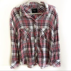 Rails Free People Pink Plaid Button Down Shirt